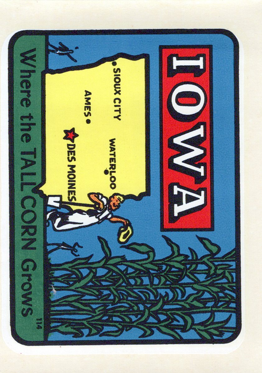 (image for) Iowa (2) Where The Tall Corn Grows State Vintage Vacation Stickers